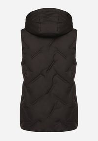 Born2be - Czarna Przejściowa Kamizelka z Pikowanymi Przeszyciami i Kapturem Fesolira. Okazja: na co dzień. Kolekcja: plus size. Kolor: czarny. Materiał: jeans. Styl: casual, sportowy