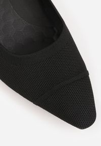 Born2be - Czarne Czółenka VICES ze Sportowej Tkaniny na Słupku Waesbella. Nosek buta: otwarty. Kolor: czarny. Materiał: tkanina. Obcas: na słupku. Styl: sportowy. Wysokość obcasa: średni #3