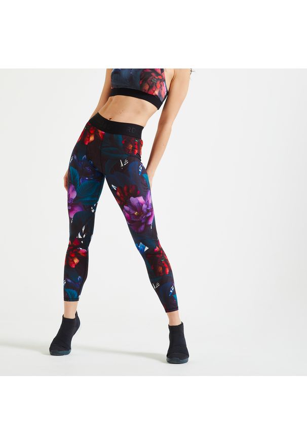 DOMYOS - Legginsy fitness damskie Domyos. Stan: podwyższony. Materiał: poliester, materiał, elastan. Sport: fitness