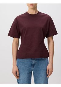 Reserved - Taliowany t-shirt - ciemnobrązowy. Kolor: brązowy. Materiał: dzianina, bawełna #1