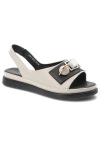 Sandały damskie S.Barski, ze skóry naturalnej licowej ozdobna klamra miękka podeszwa wygodny fason, beżowe, GR61-5932. Zapięcie: klamry. Kolor: beżowy. Materiał: skóra #1