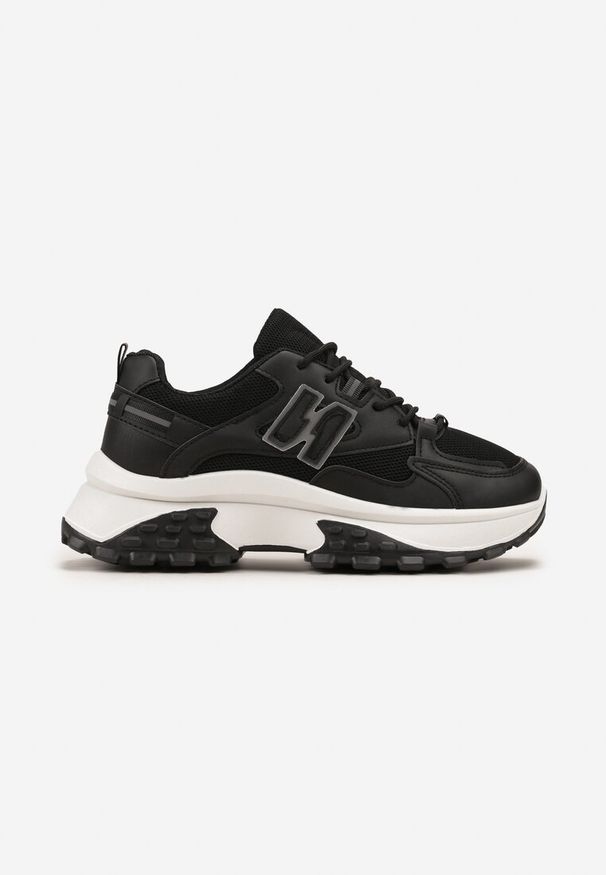 Born2be - Czarne Sneakersy z Siateczki i z Odblaskowymi Wstawkami Rineale. Kolor: czarny