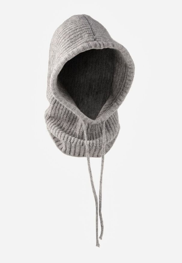 Renee - Szara Czapka Balaclava z Wełną i Ściągaczami Linobra. Kolor: szary. Materiał: wełna