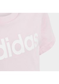 Adidas - Essentials Linear Logo Cotton Slim Fit Tee. Kolor: biały, różowy, wielokolorowy