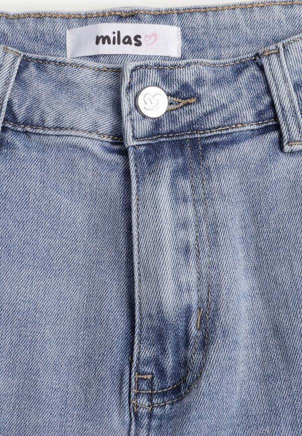 Renee - Niebieskie Jeansy Typu Loose z Bawełną High Waist Maeriala. Okazja: na co dzień. Stan: podwyższony. Kolor: niebieski. Styl: casual