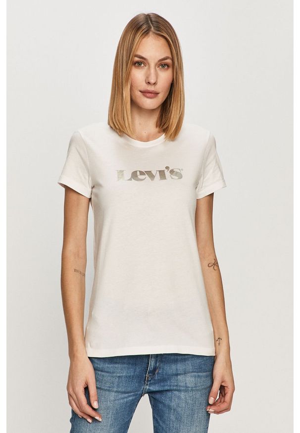 Levi's® - Levi's - T-shirt. Okazja: na spotkanie biznesowe, na co dzień. Kolor: biały. Materiał: bawełna, dzianina. Wzór: nadruk. Styl: biznesowy, casual