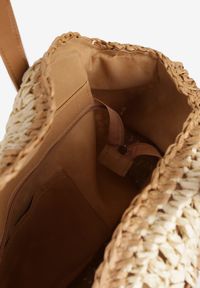 Renee - Beżowo-Czarna Pleciona Torebka w Stylu Boho Ulofina. Kolor: czarny. Sezon: lato. Styl: boho