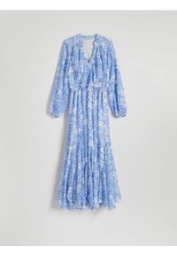 Reserved - Wzorzysta sukienka maxi - jasnoniebieski. Kolor: niebieski. Materiał: tkanina. Długość: maxi