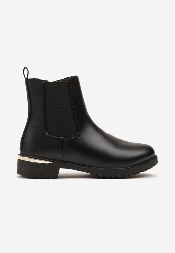 Born2be - Czarne Botki w Stylu Sztybletów z Imitacji Skóry z Elastyczną Wstawką Kanelle. Okazja: na co dzień, do pracy. Kolor: czarny. Materiał: skóra. Styl: casual, elegancki