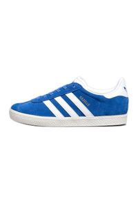 Adidas - Buty adidas Gazelle J Jr BB2501 białe niebieskie. Kolor: niebieski, biały, wielokolorowy. Materiał: materiał, syntetyk, skóra. Model: Adidas Gazelle. Sport: turystyka piesza #3
