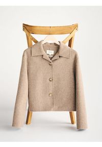 Reserved - Wełniana kurtka handmade - beżowy. Kolor: beżowy. Materiał: wełna. Styl: klasyczny #1