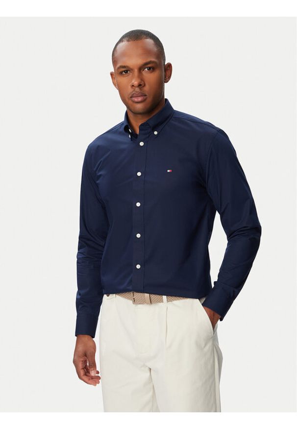 TOMMY HILFIGER - Tommy Hilfiger Koszula MW0MW43429 Granatowy Regular Fit. Kolor: niebieski. Materiał: syntetyk
