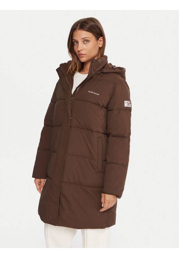 Guess Jeans Kurtka zimowa W4BL24 WGII2 Brązowy Regular Fit. Kolor: brązowy. Materiał: syntetyk. Sezon: zima