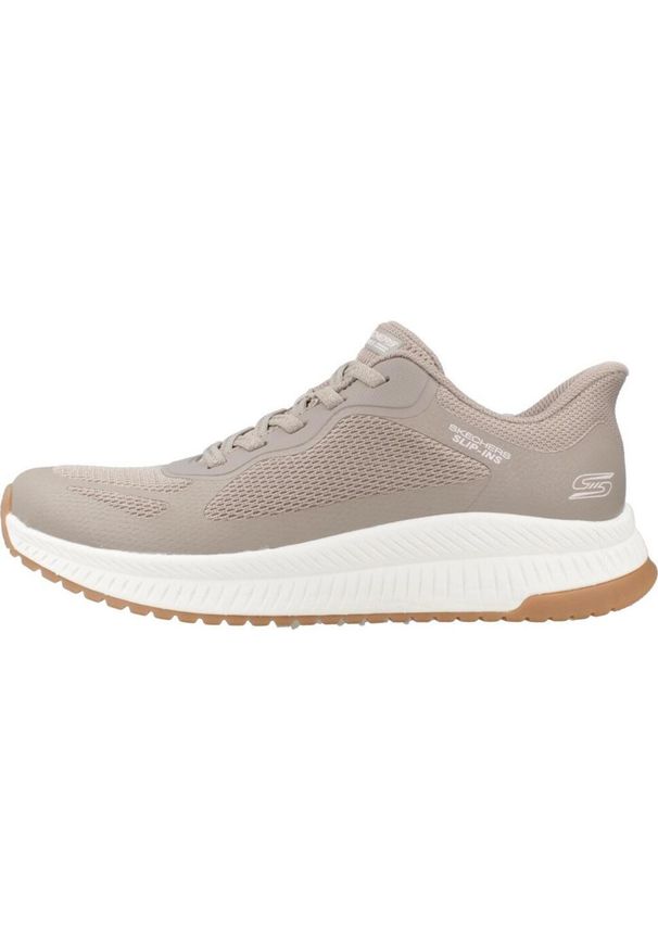 skechers - Kapcie SKECHERS BOBS SQUAD 4 STAPLE LOOK Beżowy. Kolor: beżowy. Materiał: syntetyk, tkanina. Styl: sportowy