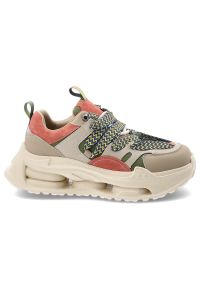 Sneakersy damskie S.Barski, na masywnej amortyzowanej podeszwie z dynamicznym zestawieniem kolorów i szerokimi ozdobnymi sznurówkami, beżowe, CR61-31. Kolor: beżowy #5