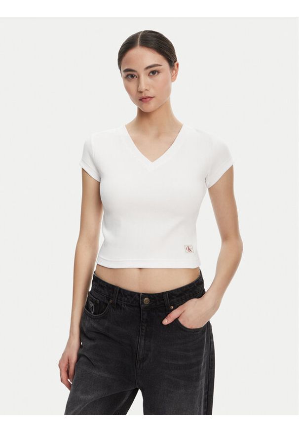 Calvin Klein Jeans T-Shirt LV047C910G Biały Regular Fit. Kolor: biały. Materiał: bawełna