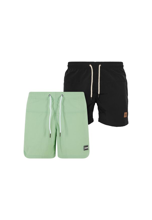 Szorty Urban Classics Block (x2). Kolor: czarny, wielokolorowy, zielony. Materiał: poliester. Długość: krótkie. Sezon: lato