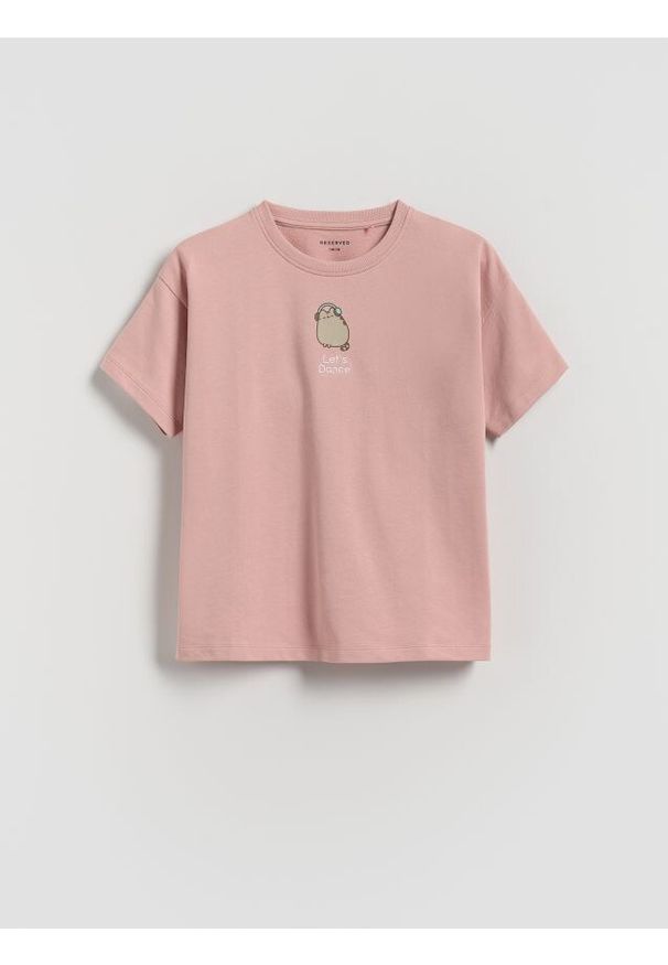 Reserved - T-shirt Pusheen - różowy. Kolor: różowy. Materiał: bawełna