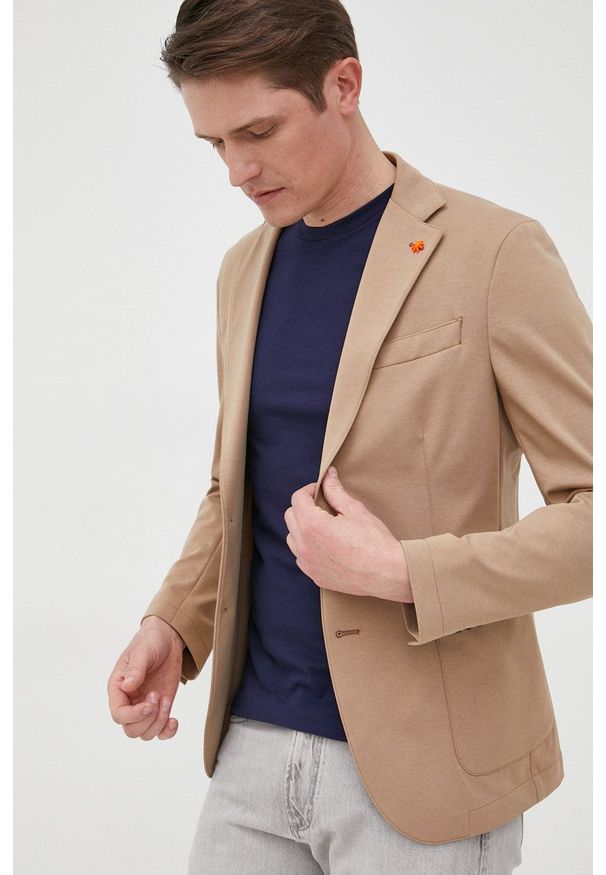 MANUEL RITZ - Manuel Ritz marynarka męska kolor beżowy. Kolor: beżowy. Materiał: materiał. Styl: klasyczny