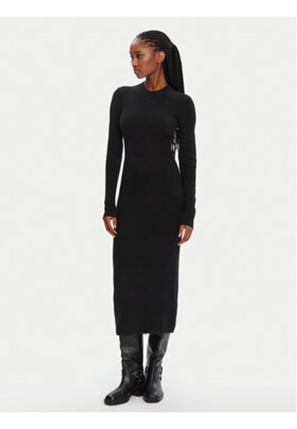 STAUD Sukienka dzianinowa Ramona R24F2208WN Czarny Slim Fit. Kolor: czarny. Materiał: syntetyk
