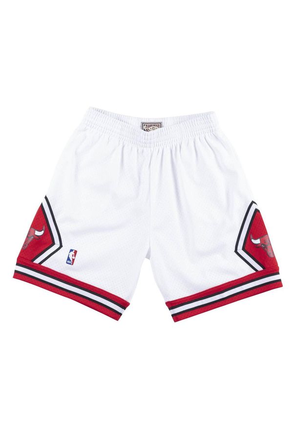 Spodnie koszykarskie męskie Mitchell & Ness Nba Chicago Bulls Swingman. Kolor: biały, wielokolorowy. Długość: krótkie. Sport: koszykówka