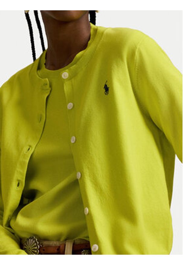 Polo Ralph Lauren Kardigan 211971871502 Zielony Slim Fit. Typ kołnierza: polo. Kolor: zielony. Materiał: bawełna