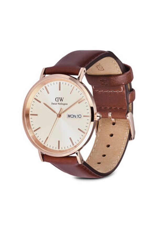 Daniel Wellington Zegarek Classic Day Display 40 DW00100829 Różowe złoto. Kolor: złoty, wielokolorowy, różowy. Materiał: skóra