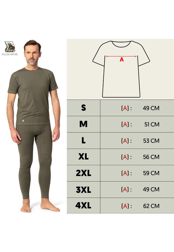 TAGART - T-shirt myśliwski termoaktywny męski Tagart California Olive ochrona UV. Kolor: zielony