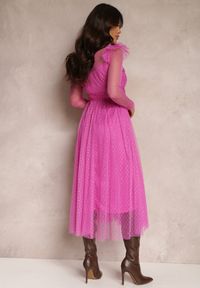 Renee - Fuksjowa Sukienka z Koronką i Tiulem Welvia. Kolor: różowy. Materiał: tiul, koronka. Wzór: koronka #3