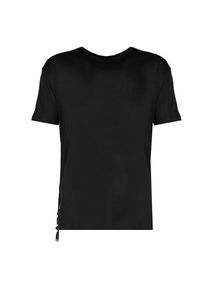 Les Hommes T-shirt "Regular" | LKT144 740U | Relaxed Fit Lyocell T-Shirt | Mężczyzna | Czarny. Okazja: na co dzień. Kolor: czarny. Materiał: jedwab, wiskoza. Wzór: aplikacja. Styl: casual #3