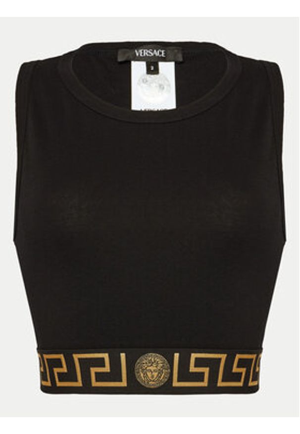 VERSACE - Versace Biustonosz top 1008598 1A10011 Czarny Slim Fit. Kolor: czarny. Materiał: bawełna