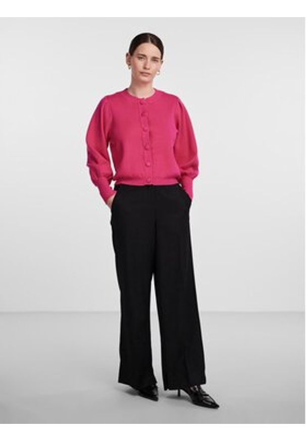 YAS Kardigan 26030699 Różowy Regular Fit. Kolor: różowy. Materiał: wiskoza