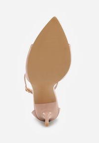 Born2be - Beżowe Eleganckie Sandały Lakierowane na Szpilce ze Sprzączką i Noskiem w Szpic Liviana. Okazja: na co dzień. Zapięcie: sprzączka. Kolor: beżowy. Materiał: lakier. Obcas: na szpilce. Styl: elegancki #9