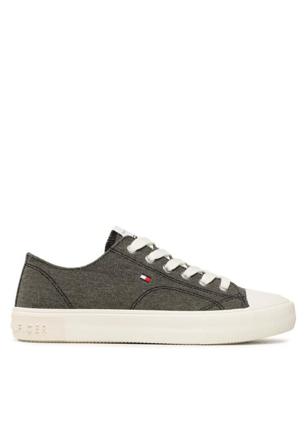 TOMMY HILFIGER - Tommy Hilfiger Trampki Low Cut Lce-Up T3X9-32827-0890 S Czarny. Kolor: czarny. Materiał: materiał