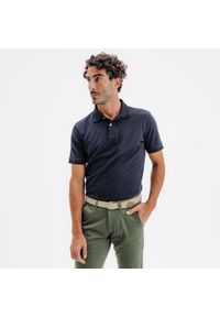 INESIS - Koszulka polo do golfa z krótkim rękawem męska Inesis MW500. Typ kołnierza: golf, polo. Kolor: niebieski. Materiał: poliester, bawełna, materiał. Długość rękawa: krótki rękaw. Długość: krótkie. Wzór: ze splotem. Styl: klasyczny, sportowy