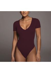 Intica - Body z krótkim rękawem i dekoltem V elastyczne Ieteke. Kolor: czerwony. Materiał: materiał. Długość: krótkie. Wzór: gładki #8