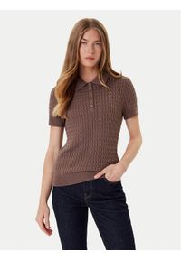 TOMMY HILFIGER - Tommy Hilfiger Sweter Fine WW0WW41474 Brązowy Regular Fit. Kolor: brązowy