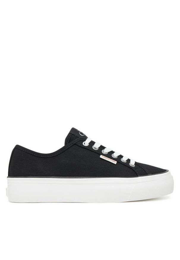 Calvin Klein Jeans Tenisówki Vulc Flatform Ctn Logo Tag YW0YW01838 Czarny. Kolor: czarny. Materiał: materiał