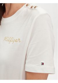 TOMMY HILFIGER - Tommy Hilfiger T-Shirt Gold Button WW0WW41211 Biały Regular Fit. Kolor: biały. Materiał: bawełna #3