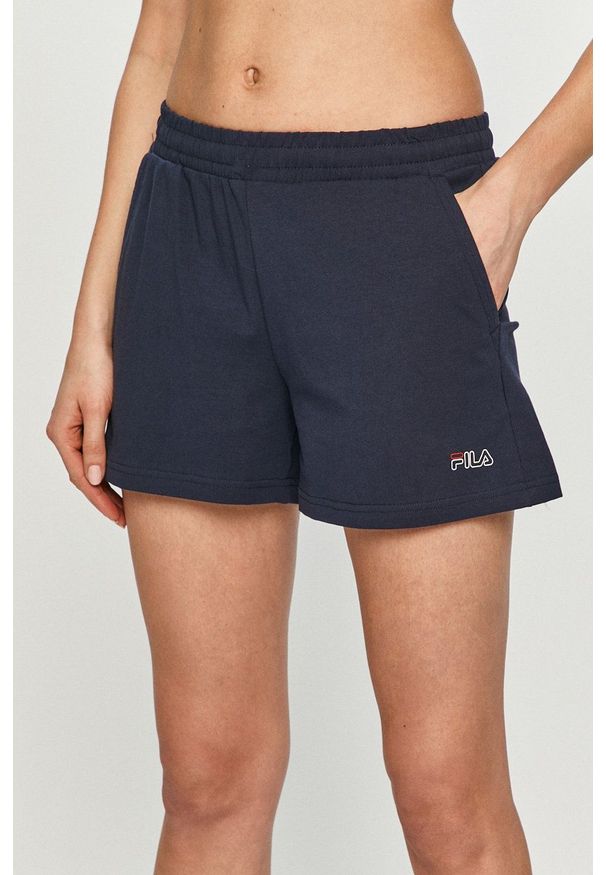 Fila - Szorty. Okazja: na co dzień. Kolor: niebieski. Wzór: nadruk. Styl: casual