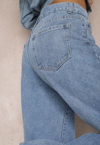 Renee - Niebieskie Szerokie Jeansy z Bawełny z Kieszeniami Afotta. Kolor: niebieski #4
