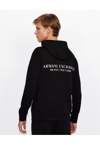 Armani Exchange - ARMANI EXCHANGE - Czarna bluza z kapturem. Typ kołnierza: kaptur. Kolor: czarny. Materiał: jeans, bawełna. Styl: klasyczny #5