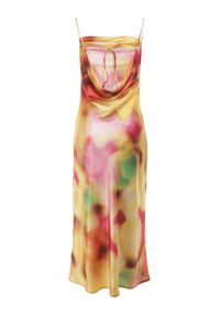 Born2be - Żółta Sukienka Fymias. Kolor: żółty. Materiał: satyna. Długość rękawa: na ramiączkach. Wzór: nadruk. Styl: klasyczny. Długość: maxi #7