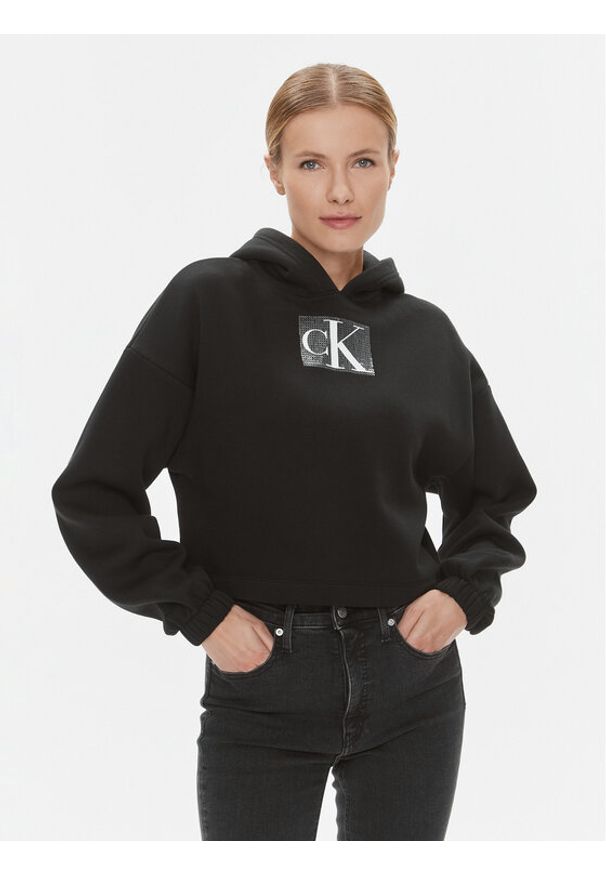 Calvin Klein Jeans Bluza J20J222962 Czarny Regular Fit. Kolor: czarny. Materiał: bawełna, syntetyk