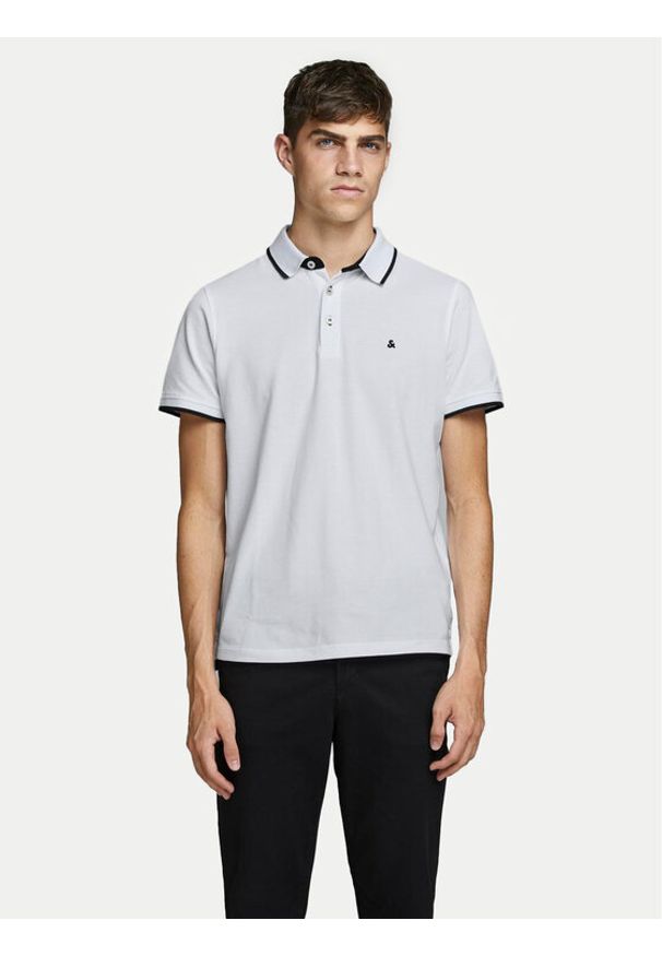 Jack & Jones - Jack&Jones Polo Paulos 12136668 Biały Slim Fit. Typ kołnierza: polo. Kolor: biały. Materiał: bawełna