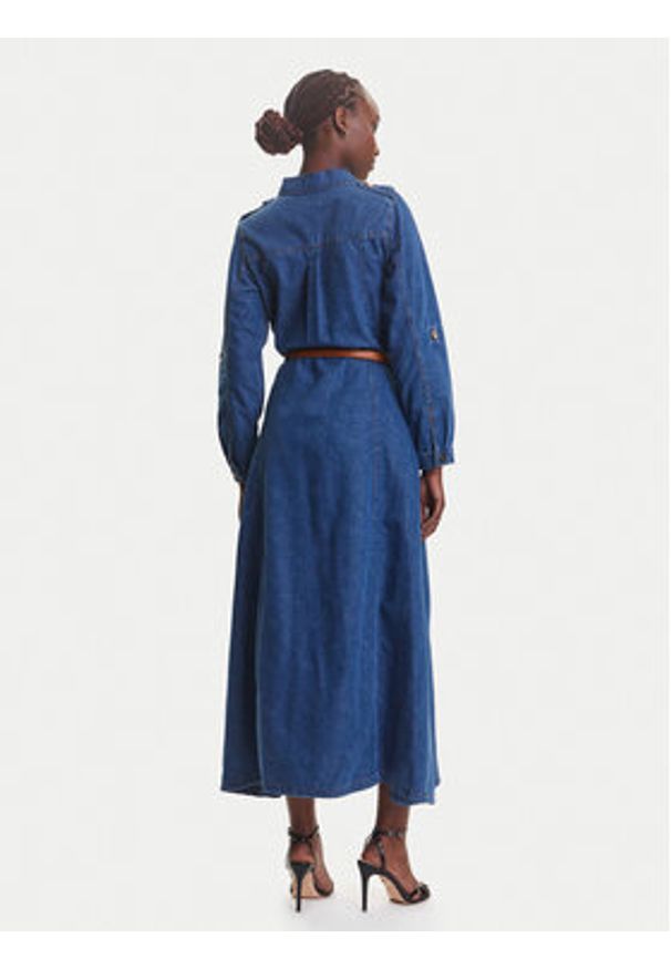Fracomina Sukienka jeansowa FR25SD4004D417V6 Niebieski Regular Fit. Kolor: niebieski. Materiał: bawełna, syntetyk