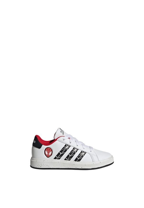 Adidas - Buty adidas Grand Court x Marvel Spider-Man Kids. Kolor: biały, czerwony, wielokolorowy, czarny. Materiał: materiał. Wzór: motyw z bajki