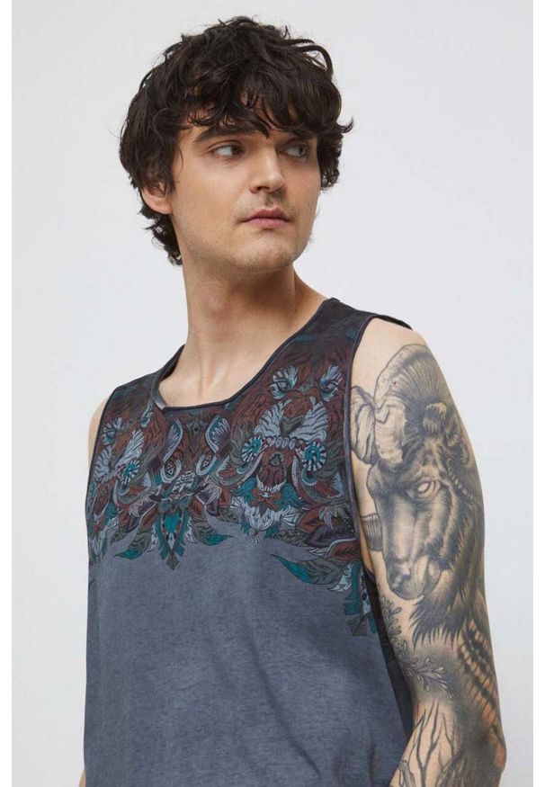 medicine - Medicine t-shirt bawełniany męski kolor szary. Kolor: szary. Materiał: bawełna. Wzór: nadruk