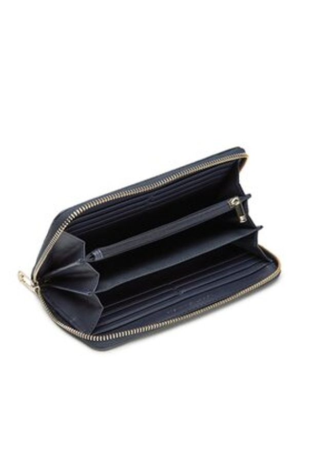 TOMMY HILFIGER - Tommy Hilfiger Duży Portfel Damski Emblem AW0AW15181 Granatowy. Kolor: niebieski. Materiał: skóra