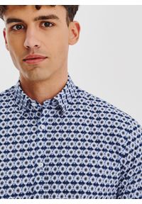 Pako Lorente - PAKO LORENTE - Kwiatowa koszula w kolorze granatowym. Kolor: niebieski. Materiał: bawełna, elastan. Długość rękawa: długi rękaw. Długość: długie. Wzór: kwiaty. Sezon: jesień #7